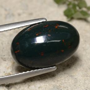 5.49 ct Green Bloodstone Stone, Natural Bloodstone in Oval Cabochon Shape for Sale