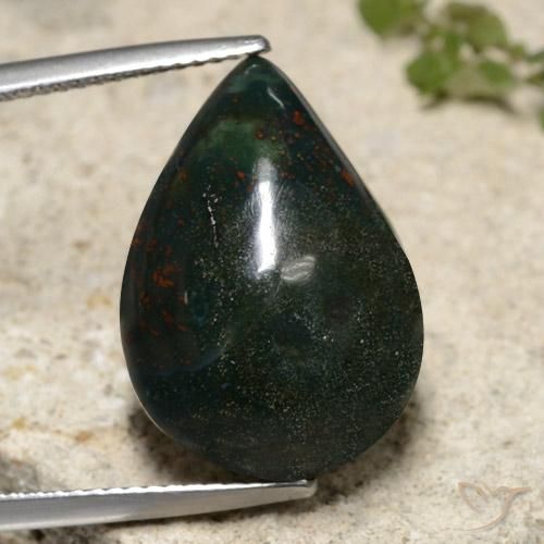 15.14 ct Pear Bloodstone, 19.6 x 13.9 mm From Madagascar, Photo A