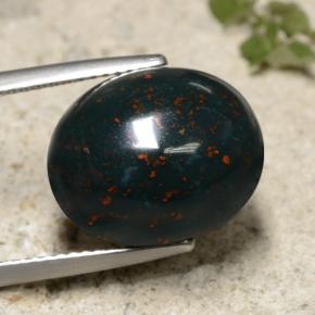 12.57 ct Green Bloodstone Stone, Natural Bloodstone in Oval Cabochon Shape for Sale