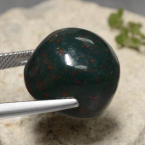 Bloodstone Gemstone in 16 x 14 mm Size for Sale, Bloodstone Stone in Multicolor Green Color