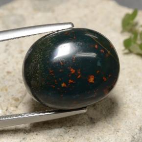 12.58 ct Green Bloodstone Stone, Natural Bloodstone in Oval Cabochon Shape for Sale
