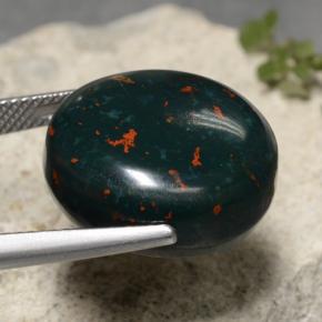 Bloodstone Gemstone in 18.4 x 17.8 mm Size for Sale, Bloodstone Stone in Green Color