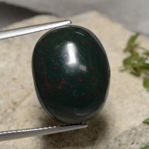Deep Green Bloodstone Gem - 19.6ct Oval Cabochon (ID: 474461)