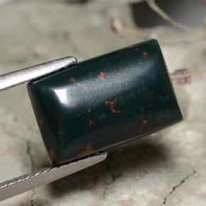 5.62 ct Green Bloodstone Stone, Natural Bloodstone in Baguette Cabochon Shape for Sale