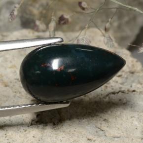 5.92 ct Green Bloodstone Stone, Natural Bloodstone in Pear Cabochon Shape for Sale