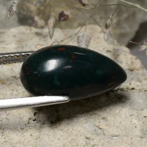 Bloodstone Gemstone in 15.8 x 8.6 mm Size for Sale, Bloodstone Stone in Dark Green Color