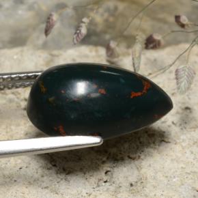 Bloodstone Gemstone in 15 x 9.6 mm Size for Sale, Bloodstone Stone in Spotted Green Color