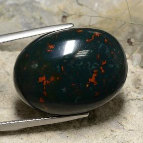 35.01 ct Green Bloodstone Stone, Natural Bloodstone in Oval Cabochon Shape for Sale