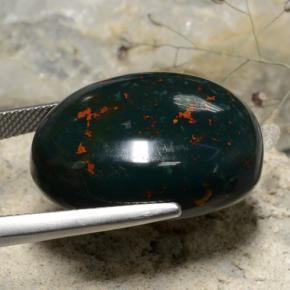 Bloodstone Gemstone in 24.2 x 18 mm Size for Sale, Bloodstone Stone in Spotted Green Color