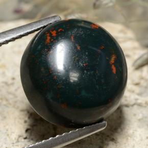 7.45 ct Green Bloodstone Stone, Natural Bloodstone in Round Cabochon Shape for Sale