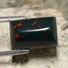 4.62 ct Green Bloodstone Stone, Natural Bloodstone in Baguette Cabochon Shape for Sale