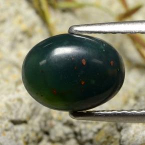 1.80 ct Green Bloodstone Stone, Natural Bloodstone in Oval Cabochon Shape for Sale