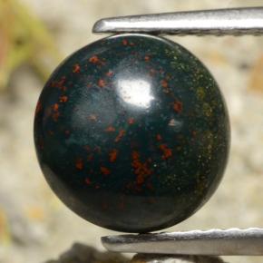2.69 ct Green Bloodstone Gemstone, Bloodstone Gem in Round Cabochon Shape for Sale.