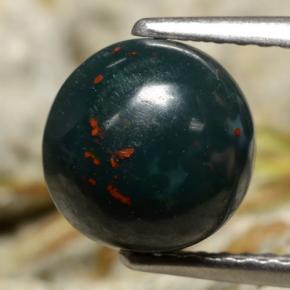 2.44 ct Green Bloodstone Gemstone, Bloodstone Gem in Round Cabochon Shape for Sale.