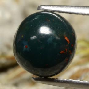 2.44 ct Green Bloodstone Stone, Natural Bloodstone in Round Cabochon Shape for Sale