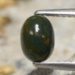 0.83 ct Green Bloodstone Gemstone, Bloodstone Gem in Oval Cabochon Shape for Sale.