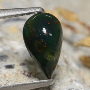 0.83 ct Green Bloodstone Stone, Natural Bloodstone in Pear Cabochon Shape for Sale