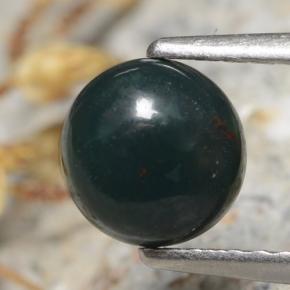 0.84 ct Green Bloodstone Gemstone, Bloodstone Gem in Round Cabochon Shape for Sale.