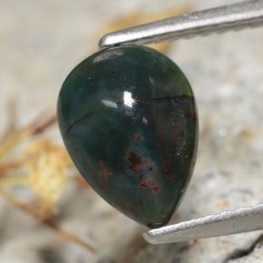 1.26 ct Green Bloodstone Stone, Natural Bloodstone in Pear Cabochon Shape for Sale