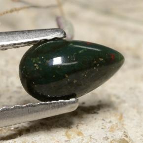 0.49 ct Green Bloodstone Stone, Natural Bloodstone in Pear Cabochon Shape for Sale