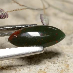 Bloodstone Gemstone in 8.2 x 4.1 mm Size for Sale, Bloodstone Stone in Green Color