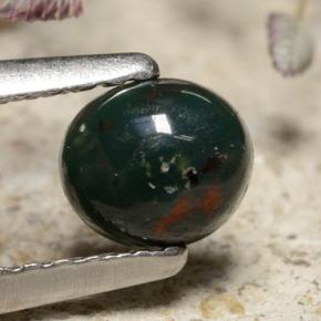 0.43 ct Green Bloodstone Stone, Natural Bloodstone in Oval Cabochon Shape for Sale
