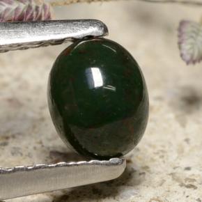 0.36 ct Green Bloodstone Gemstone, Bloodstone Gem in Oval Cabochon Shape for Sale.