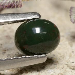 0.36 ct Green Bloodstone Stone, Natural Bloodstone in Oval Cabochon Shape for Sale