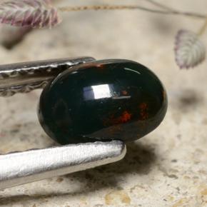 Bloodstone Gemstone in 6 x 4.9 mm Size for Sale, Bloodstone Stone in Green Color