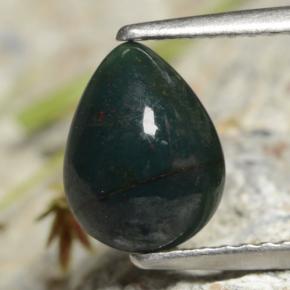 1.45 ct Green Bloodstone Gemstone, Bloodstone Gem in Pear Cabochon Shape for Sale.