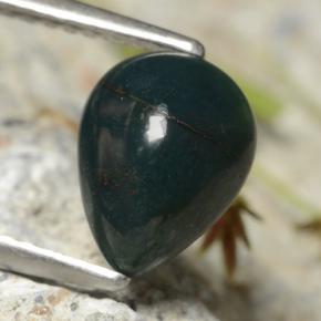 1.45 ct Green Bloodstone Stone, Natural Bloodstone in Pear Cabochon Shape for Sale