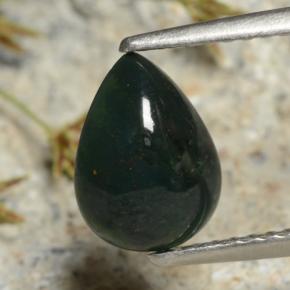 1.18 ct Green Bloodstone Gemstone, Bloodstone Gem in Pear Cabochon Shape for Sale.