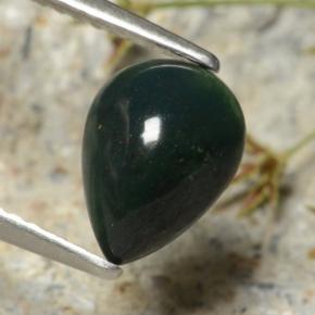 1.18 ct Green Bloodstone Stone, Natural Bloodstone in Pear Cabochon Shape for Sale
