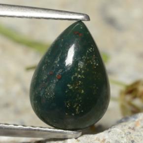 1.81 ct Green Bloodstone Stone, Natural Bloodstone in Pear Cabochon Shape for Sale
