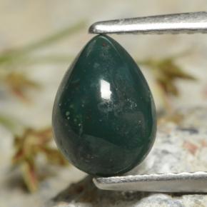 1.09 ct Green Bloodstone Gemstone, Bloodstone Gem in Pear Cabochon Shape for Sale.