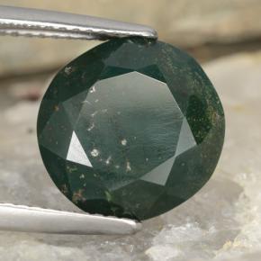 7.11 ct Green Bloodstone Stone, Natural Bloodstone in Round Facet Shape for Sale