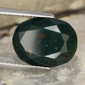 7.64 ct Green Bloodstone Stone, Natural Bloodstone in Oval Facet Shape for Sale