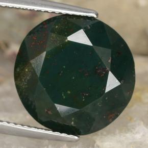 12.39 ct Green Bloodstone Gemstone, Bloodstone Gem in Round Facet Shape for Sale.