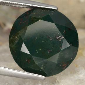 12.39 ct Green Bloodstone Stone, Natural Bloodstone in Round Facet Shape for Sale