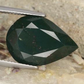 10.25 ct Green Bloodstone Gemstone, Bloodstone Gem in Pear Facet Shape for Sale.