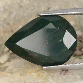 10.25 ct Green Bloodstone Stone, Natural Bloodstone in Pear Facet Shape for Sale