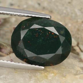 8.22 ct Green Bloodstone Gemstone, Bloodstone Gem in Oval Facet Shape for Sale.