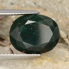 8.22 ct Green Bloodstone Stone, Natural Bloodstone in Oval Facet Shape for Sale