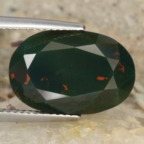7.83 ct Green Bloodstone Gemstone, Bloodstone Gem in Oval Facet Shape for Sale.