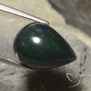 13.48 ct Green Bloodstone Stone, Natural Bloodstone in Pear Cabochon Shape for Sale