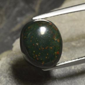 Темно-зеленый Кровавый Камень/Гелиотроп Камень - 8.6ct Овал Кабошон (ID: 478362)