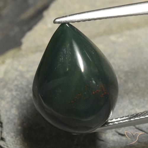 14,78 ct birnenschliff grüner Blutstein aus Madagaskar, Größe 18,2 x 13,6mm, natürlicher Edelstein, Opaque Reinheit, 1 Stück birnenschliff Blutstein, Mohs-Härte von 6,5 - 7 Geeignet für den täglichen Gebrauch im Schmuck , Photo A