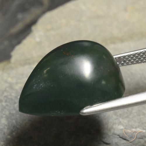 Bloodstone Gemstone in 18.2 x 13.6 mm Size for Sale, Bloodstone Stone in Dark Green Color