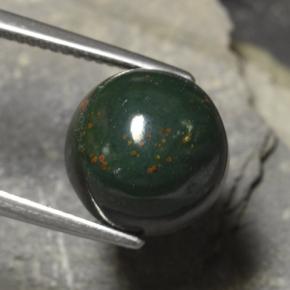8.82 ct Green Bloodstone Stone, Natural Bloodstone in Round Cabochon Shape for Sale
