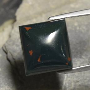 12.04 ct Green Bloodstone Gemstone, Bloodstone Gem in Square Cabochon Shape for Sale.